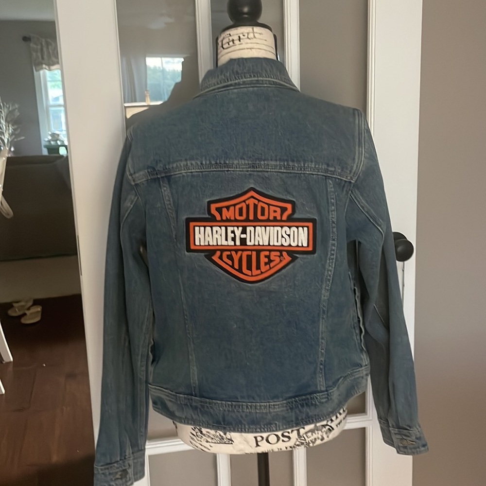HARLEY DAVIDSON $120 Women's Essential Bar & Shield Denim Jacket - Medium Indigo - Picture 4 of 9